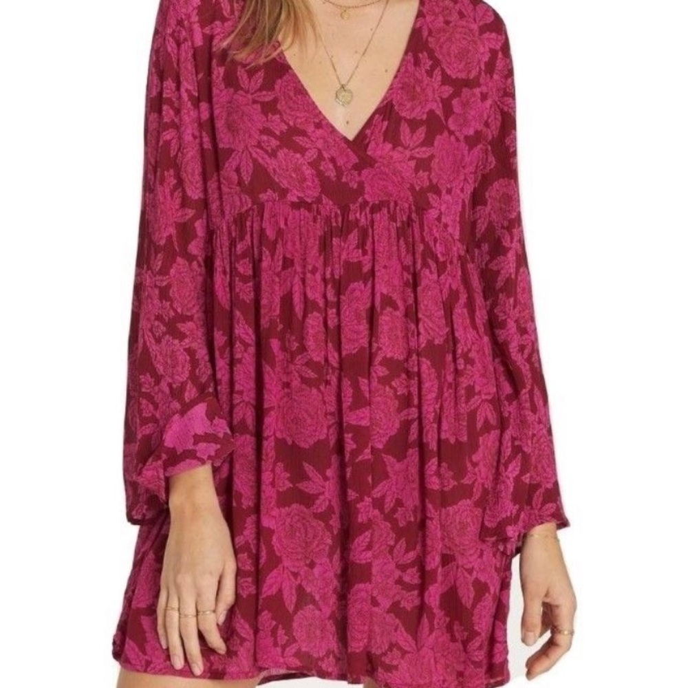 Billabong Take Today Pomegranate babydoll dress